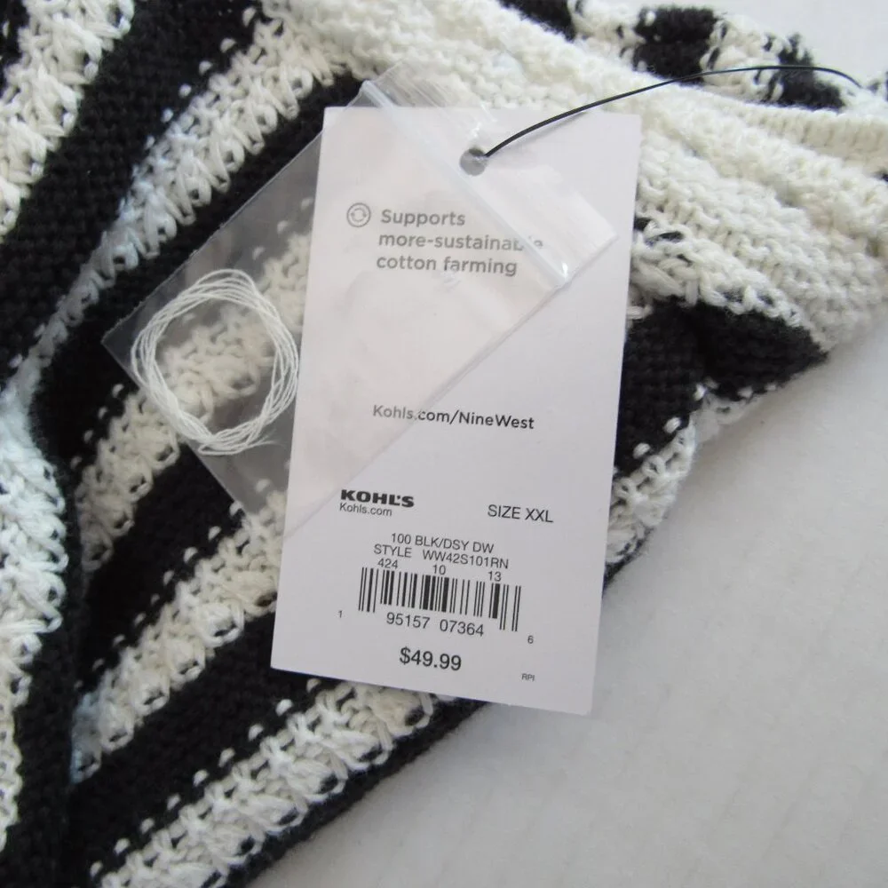 Nine West Womens Plus Sleeveless Crochet Striped Belted Maxi Dress Size XXL NWT - Picture 5 of 5